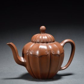 桂珍款·紫砂如意纹茶壶