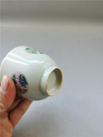 光绪粉彩皮球花杯 包老   盘碗罐缸瓶壶炉盒笔筒烟缸笔筒盖缸