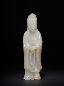和田玉观音立像、尺寸：17×5.0×3.5厘米，重量428克