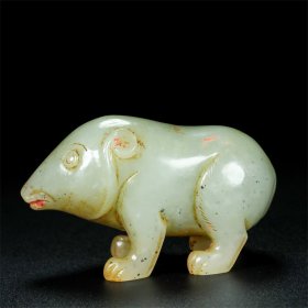 旧藏，和田玉玉熊小摆件，