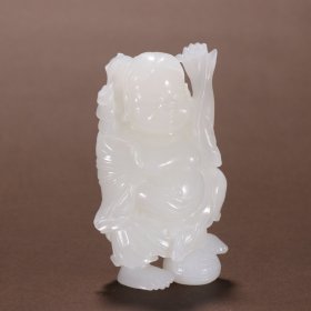 旧藏 和田玉雕刘海戏金蟾摆件