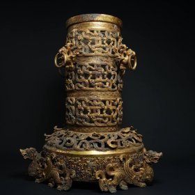 旧藏 器镂空蟠龙纹贮贝器