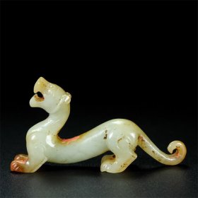 旧藏，和田玉玉虎摆件，