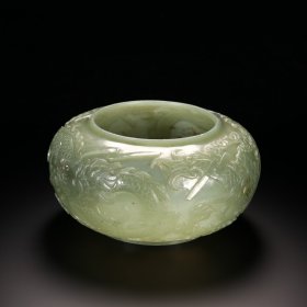 清代 和田碧玉雕龙纹水盂