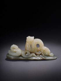 和田玉蛇笔架、