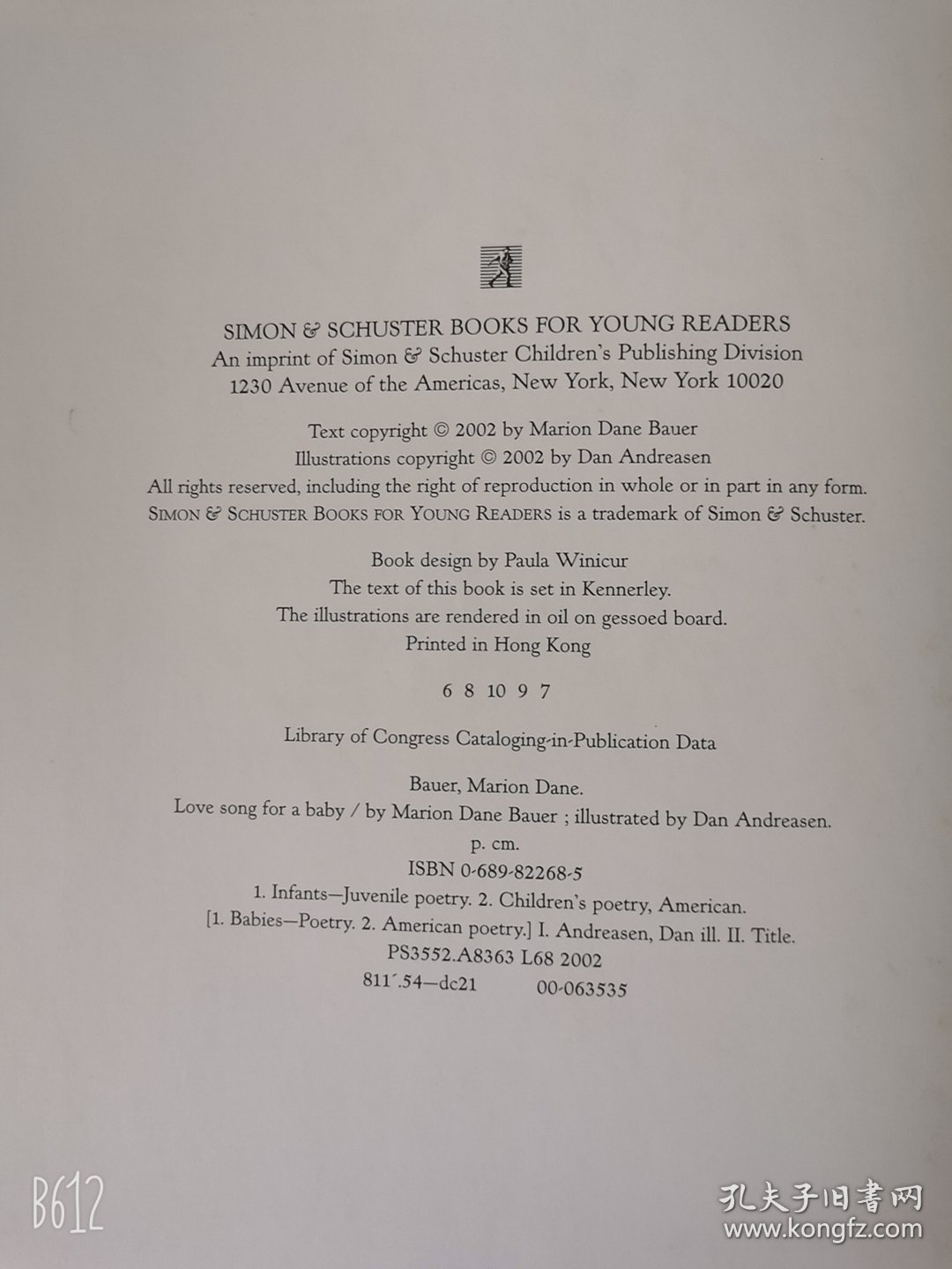 点击查看原图 2002年出版 Love Song for a Baby 1*