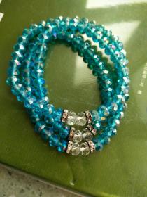 （全新原创款，独一无二）璀璨闪耀蓝水晶刻面珠多圈手串手链项链。