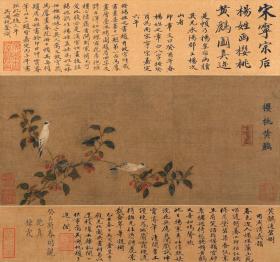 【现代喷绘工艺品】宋佚名樱桃黄鹂图散页 宁宗杨后题款 设色 58x62厘米 防水涂层宣纸高清彩喷拓本碑贴书画手卷长卷装饰画真迹原大复制