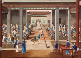 【现代喷绘工艺品】1825年水粉画的中国商品贸易状况 清绘本