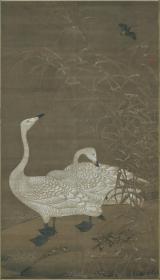 【现代喷绘工艺品】雪芦双雁轴58x101厘米 防水涂层宣纸高清彩喷拓本碑贴书画手卷长卷装饰画真迹原大复制