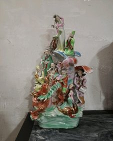 造型罕见的龙凤八仙大型瓷塑摆件-96