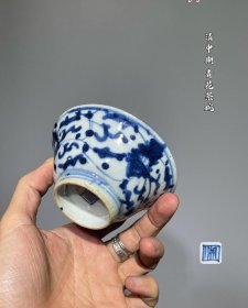 HB1199清中期缠枝莲青花茶碗-20