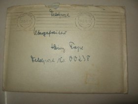 德意志第三帝国    1941年2月19日 德国 军邮 军事邮件 免资 实寄封 信札 1枚   含信件
