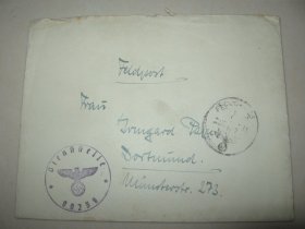德意志第三帝国  1941年2月 德国 军邮 军事邮件 免资 实寄封附信函 信札 1枚 销纳粹鹰徽戳