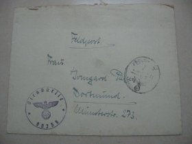 德意志第三帝国 1941年2月17日 德国 军邮 军事邮件 免资 实寄封附信函 信札 1枚 销纳粹鹰徽戳