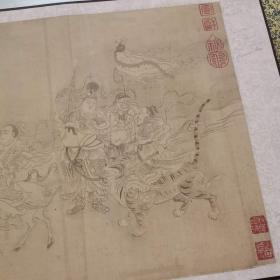 李公麟 罗汉白描长卷 复古书画人物工笔国画仿古喷绘复制手卷装裱