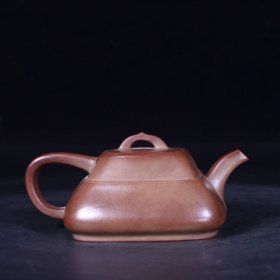 旧藏 老紫砂腰线方壶 尺寸：长13cm宽9.5cm高6cm