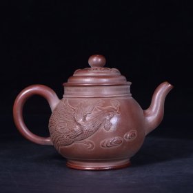 旧藏 老紫砂泥塑凤凰壶 尺寸：长15.5cm宽9.5cm高11cm