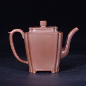 旧藏 老紫砂方壶 尺寸：长12.5cm宽6cm高9cm