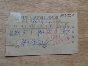 香日德人民旅社住宿发票1976