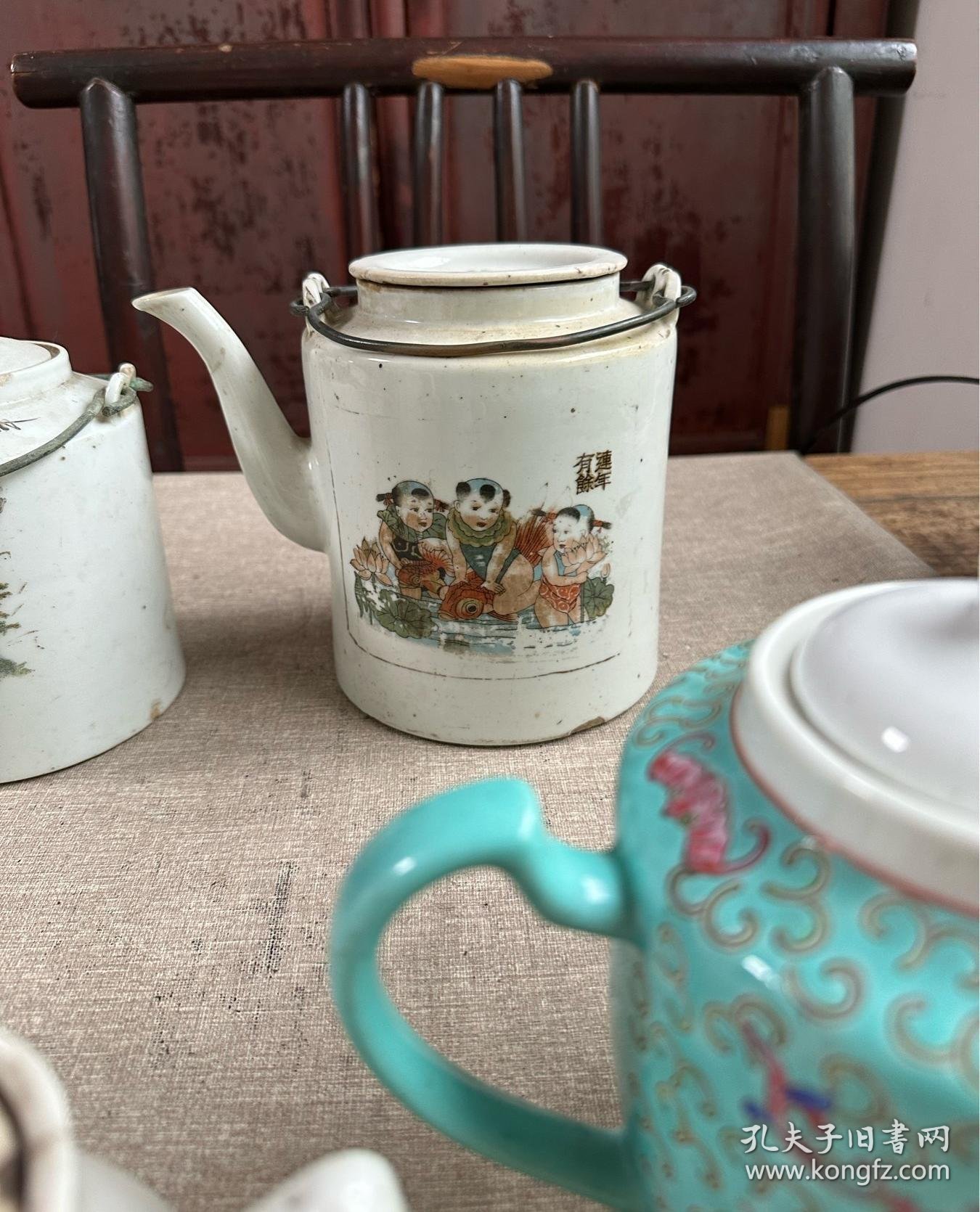 古董古玩收藏杂项近代瓷器茶壶民俗收藏怀旧白瓷-86