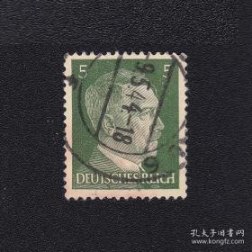 德国1941年邮票 二战时间 希特勒元首 人物邮票 5芬妮 雕刻版 信销上品（无薄、无裂）P33