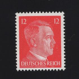 德国1941年邮票 二战时间 希特勒元首 人物邮票 12芬妮 1枚 雕刻版 原胶上品 有轻微背贴印记192