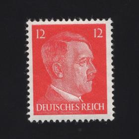 德国1941年邮票 二战时间 希特勒元首 人物邮票 12芬妮 1枚新 无背胶 雕刻版 上品193