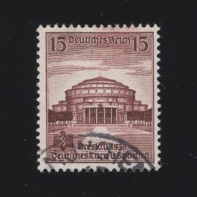 德国1938年邮票 布雷斯劳全运会建筑 1枚 信销上品212