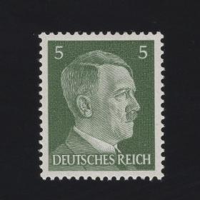 德国1941年邮票 二战时间 希特勒元首 人物邮票 5芬妮 1枚新 原胶上品 有点背贴印记 雕刻版 165