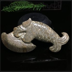 3Y90  农村收来的老玉件 鱼头石斧雕件 古玩收藏 复古 收藏 法器