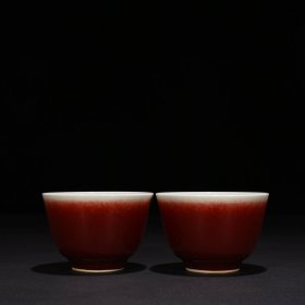 清康熙郎廷极督造郎窑红釉杯