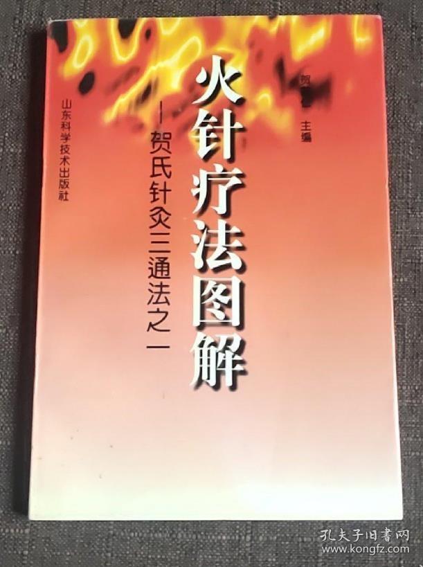 《火针疗法图解》贺普仁1998山东科技32开194页：包括历史沿革、治病机制、火针针具、施术要点、火针刺法、取穴原则、意外情况的处理及预防等内容。火针疗法是用一种特制的针具，经加热烧红后采用一定的手法刺入到人体的输穴或患处,以达到祛疾除病目的一种针灸治疗方法。它具有祛寒除湿，通经止痛及止麻、止挛、止痒、泻火解毒、除节散结、去腐排脓，壮阳补肾等作用，能治疗各种病症，包括一些疑难病证。