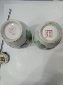 古董行买的瓶口小修补的清末民国刘振兴手绘漂亮人物花瓶一对包老