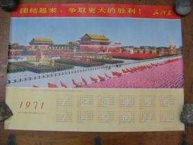 1971年历画老年历卡日历画海报天安门老大海报宣传画老年画