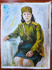 朝鲜女兵油画