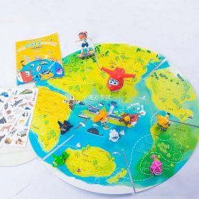 全景地理游戏磁力贴 跟着超级飞侠环游世界尚童 儿童益智趣味贴纸书籍
