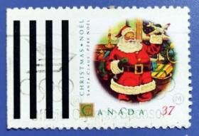 【加拿大邮票】2000年《圣诞节-圣诞老人》1信销