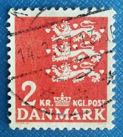 【丹麦邮票】1980年《丹麦王国国徽》1信销