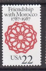 【美国邮票】1987年《美国摩洛哥建交200年》1全新