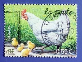 【法国邮票】2004年《家禽-母鸡》1信销