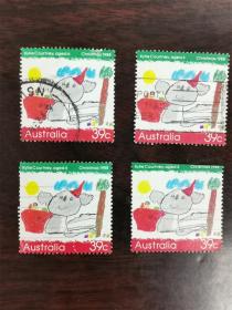 【外国邮票】澳大利亚邮票-1988年儿童绘画套票1全 信销上品 4枚合售