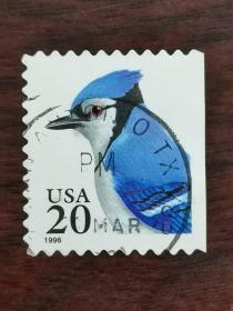 【外国邮票】美国邮票-1996年鸟-北美冠蓝鸦套票1全 信销上品 大戳近全戳