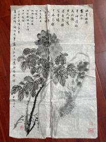 杭州西子湖实力画家书法家“谢伟强“与”詹瀛生“合作水墨牡丹，詹瀛生题款。90X57CM