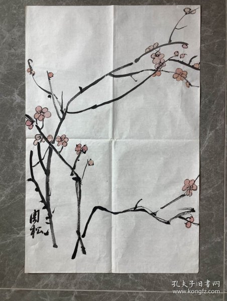 手绘真迹国画：x松《梅花》