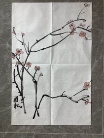 手绘真迹国画：x松《梅花》