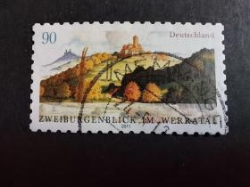 德国邮票（城堡）：2011 Two Castles View in the Werra Valley韦拉河谷的两个城堡视图 1套1枚3