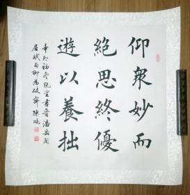 手书真迹书法：欧楷名家陈鹏《仰众妙而绝思 终优游以养拙》四尺斗方镜心