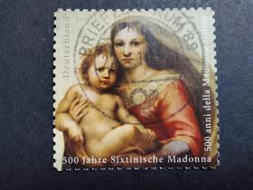 德国邮票（绘画） 2012 绘画-西斯廷麦当娜诞辰500周年-与梵蒂冈城的联合发行 1套1枚5