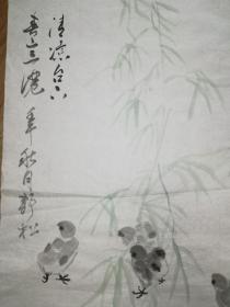 手绘真迹国画：静松《清凉台上春意浓》